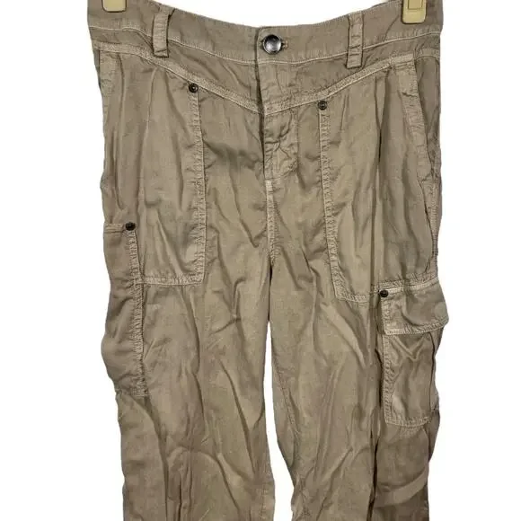 Marrakech Slouchy Cargo Utility Pants 27 Khaki Tan Boho Casual Grunge Ankle - Picture 2 of 6